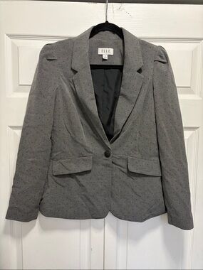 ELLE Gray Polka Dot Single-Button Blazer